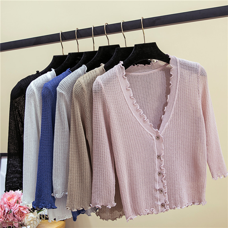 Summer short knitted cardigan