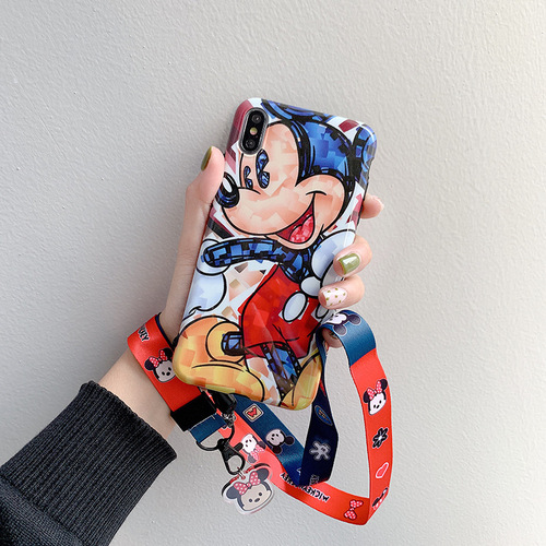 Mobile phone lanyard widened version for women fabric hanging neck rope mobile phone chain pendant pendant chain key cartoon pendant