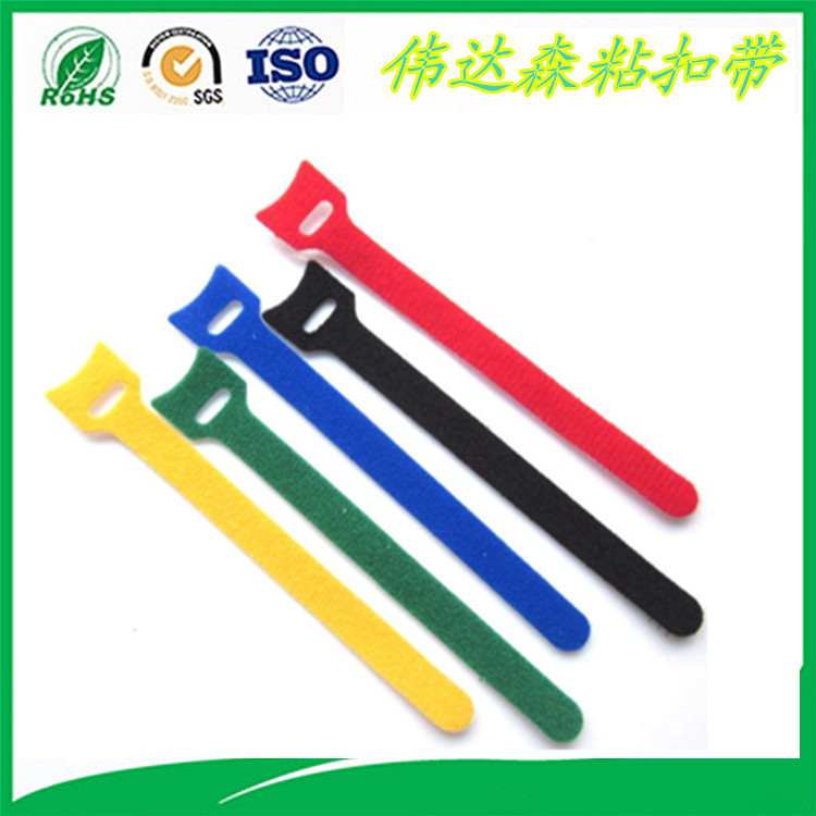 供应可印制LOGO万能理线扎带P型魔术贴扎带尼龙粘扣带