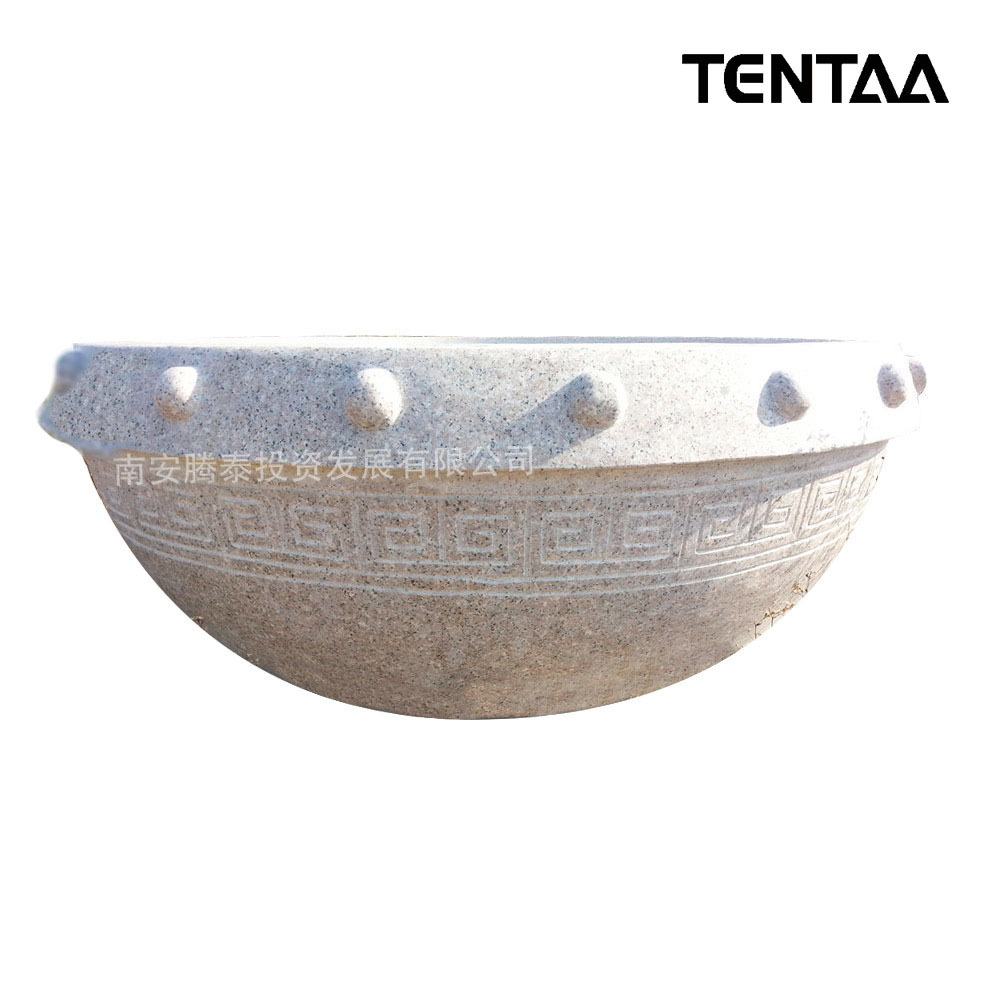 supply Customizable G682 Yellow rust stone large Granite Stone gardens Stone flower bowl