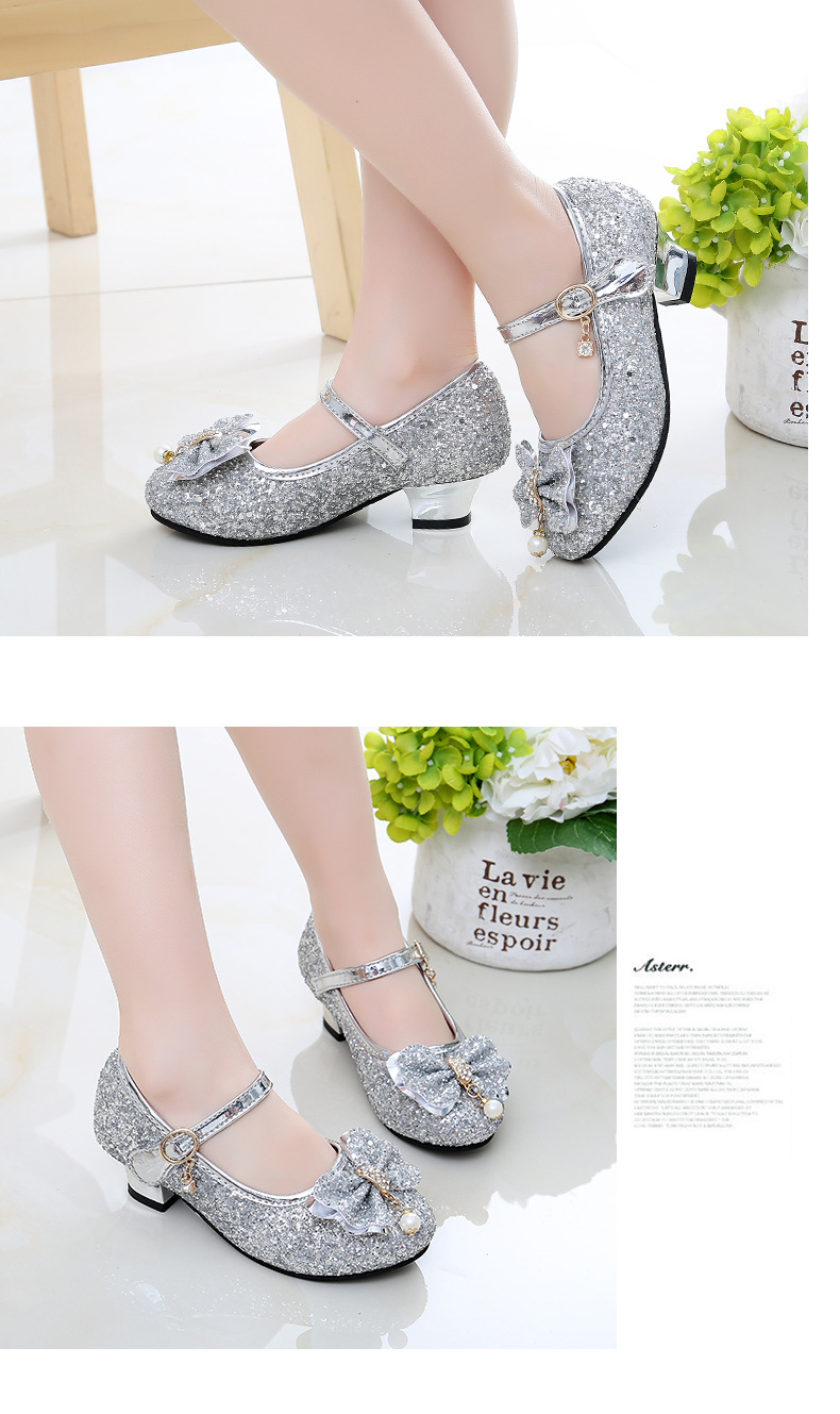 Mädchen helle Diamant-Pailletten süße Prinzessin Schuhe Schleifen High Heels Hochzeit Party Kleid Schuhe_voghion.com