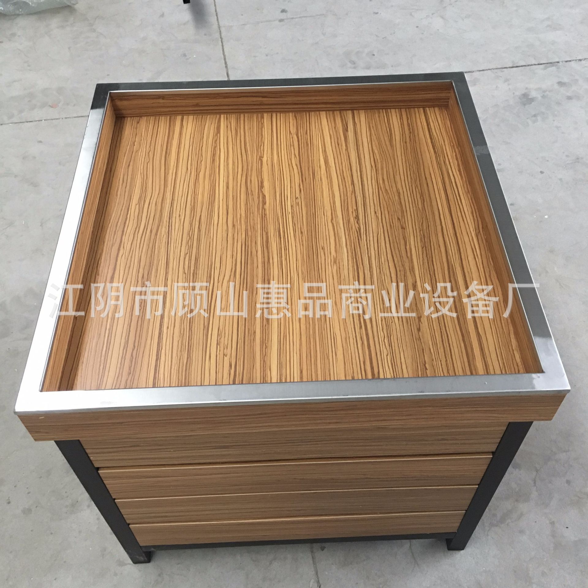 厂家热销新款零食糖果杂粮蜜饯柜钢木货架定制不锈钢包边商超设备|ms