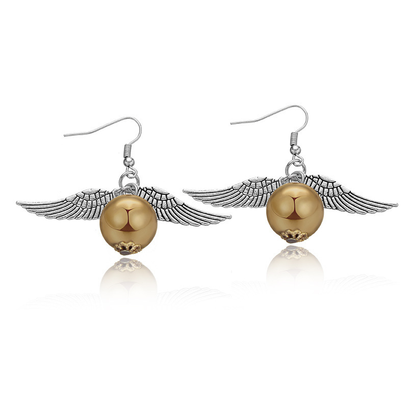 European and American exaggerated double-wing round earrings Korean fashion new earrings earrings earrings female Harry Potter golden snitch