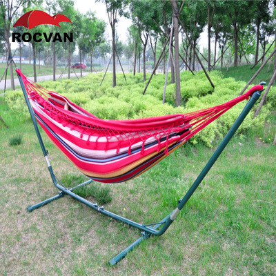 厂家批发棉彩条吊床  超轻便捷户外吊床  野营防侧翻绣边吊床