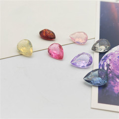 新款水滴透明幻彩樹脂鑽尖底10*14mm飾品配件創意韓版手工diy材料