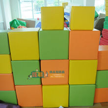 早教亲子园幼儿定制软体玩具儿童彩色正方形积木亲子玩具四方凳子