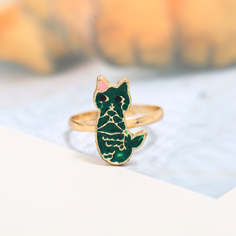 Fashion Creative Cartoon Opening Adjustable European And American Simple Retro Kitten Ring display picture 7