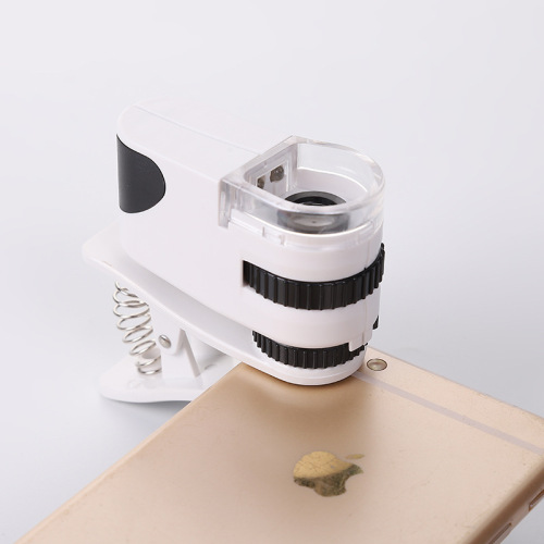 New USB rechargeable 50x 60x lighted LED mobile phone clip microscope identification banknote inspection magnifying glass