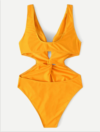 chest twist solid color one-piece swimwear NSHL52255