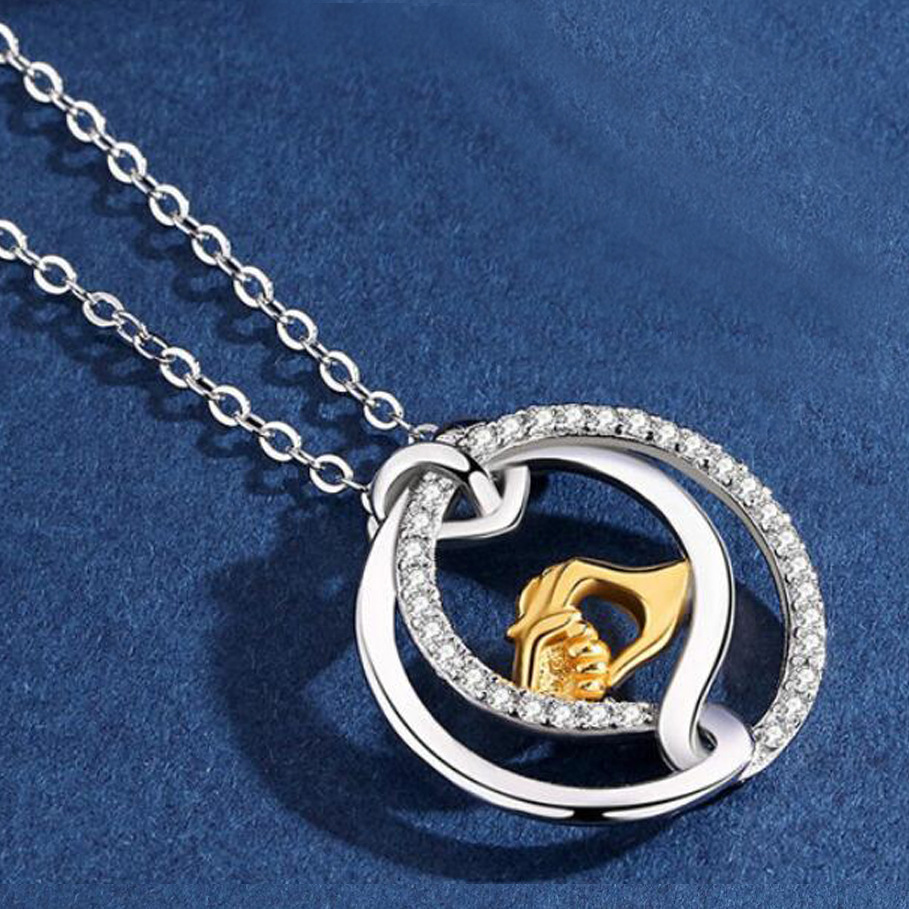 New Mother&#39;s Day Necklace Wholesale Hand In Hand Necklace Inlaid Zircon Necklace Yiwu Nihaojewelry Wholesale display picture 5