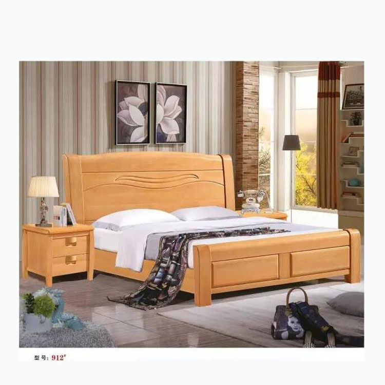 Home bedroom bed wedding bed eucalyptus Chinese solid wood double bed 1.8 m 1.5 thickened bachelor bed wholesale