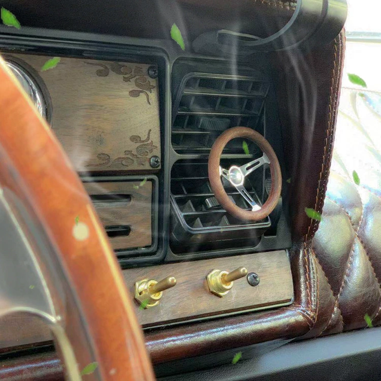 Креативный автомобиль деревянные парфюмерные украшения автомобильный воздуховыпускной парфюмерный Кулон Ретро рулевое колесо вентиляционный зажим подарок