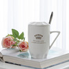 New bone porcelain crown pattern ceramic mug with lid, a couple water cup custom logo ceramic cup manufacturer direct sales