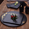 Mattic black ceramic western dining plate tablet plate square square circular hotel cake dessert tray sushi