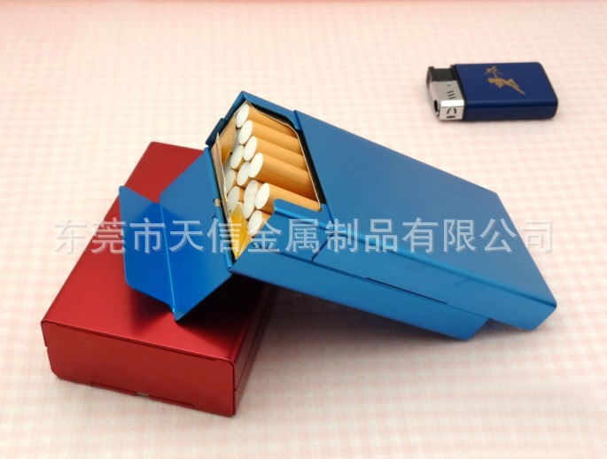 东莞厂家供应铝制20支装滑盖自动烟盒现模多款尺寸供应