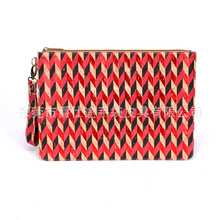 新款创意红色真木钱包 便携收纳软木信封包 环保波浪纹软木钱包
