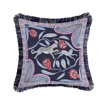 双面印花高档装饰抱枕 艺术花豹与猴沙发流苏靠垫含芯一件代发