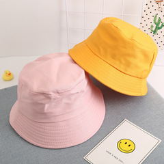 兒童漁夫帽夏季純色簡約可摺疊盆帽男女戶外遮陽帽1-4歲寶寶帽子