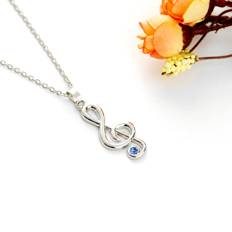 New Fashion Hollow Musical Note Pendant Necklace Music Symbol Diamond Pendant Necklace Wholesale display picture 6