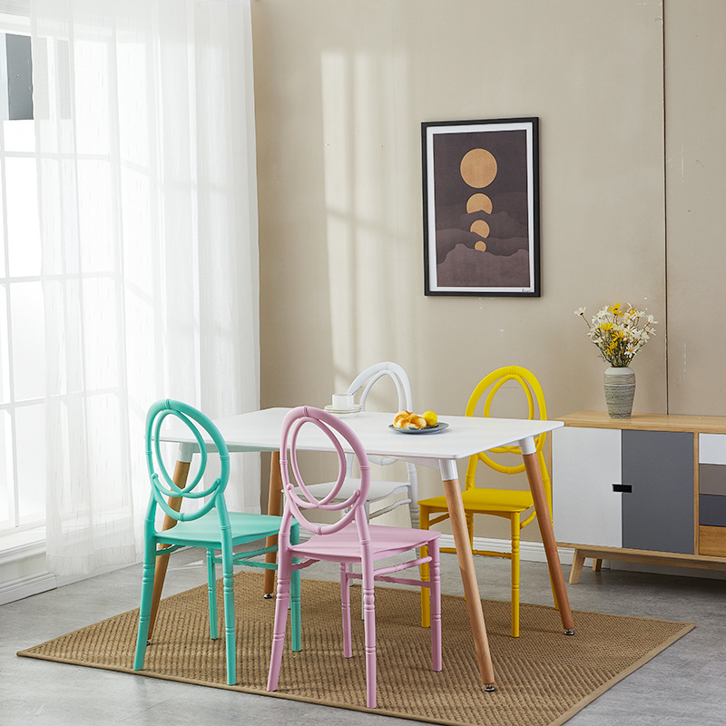 爆抢塑料竹节椅现代简约颜色可选易叠放 酒店宴会椅 休闲时尚椅子