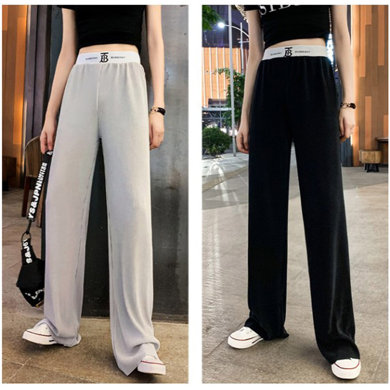 Liwanjun Same item Paige Wide leg pants Easy Show thin Elastic 2019 summer Korean Edition leisure time Mopping the floor
