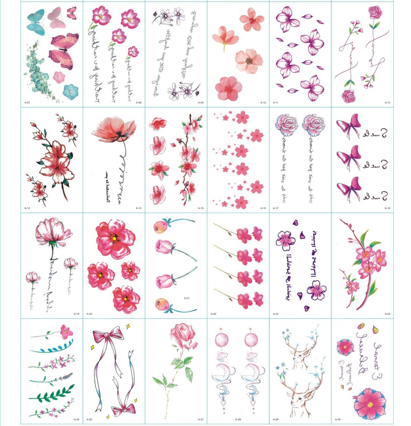 可選款30張紋身貼紙防水持久男女英文ins風性感清新小圖案網紅款