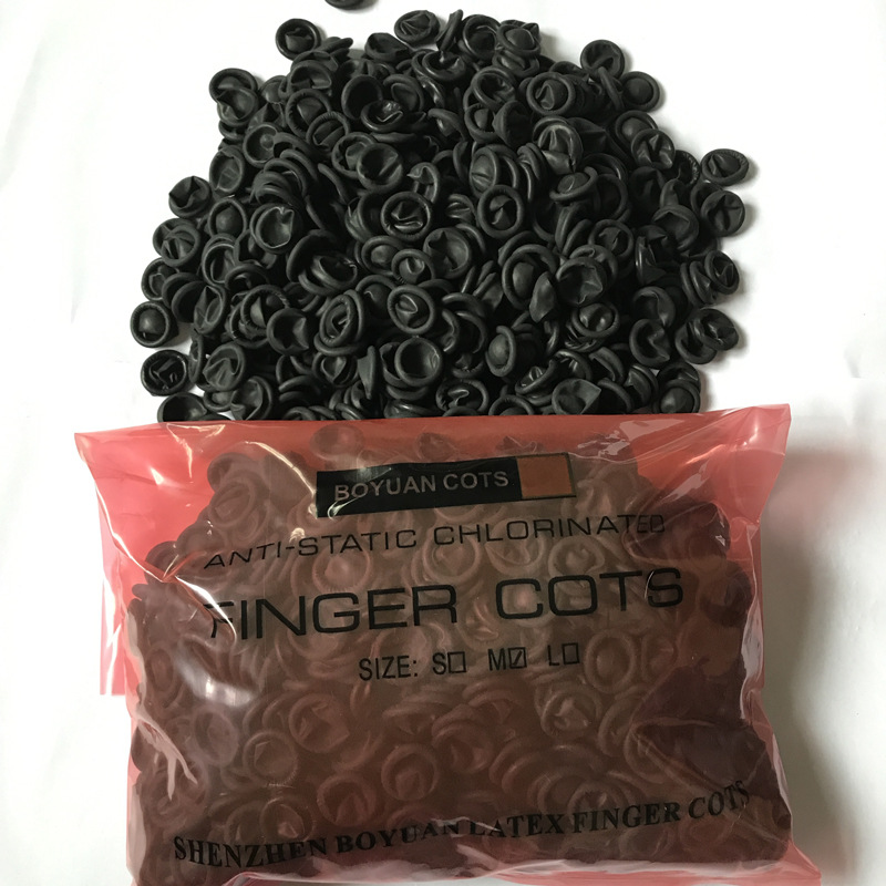 Negro antiestático dedo manga negro antiestático esmerilado rizado dedo manga en stock venta al por mayor