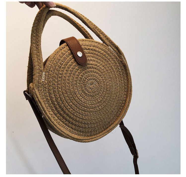 Fashion Hemp Rope Round Straw Woven Shoulder Bag display picture 6