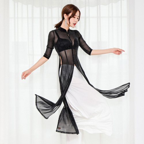 Practice dance clothing, belly dance suit, dance practice clothing, ethnic style cheongsam, wide leg pants, dance clothing for beginners