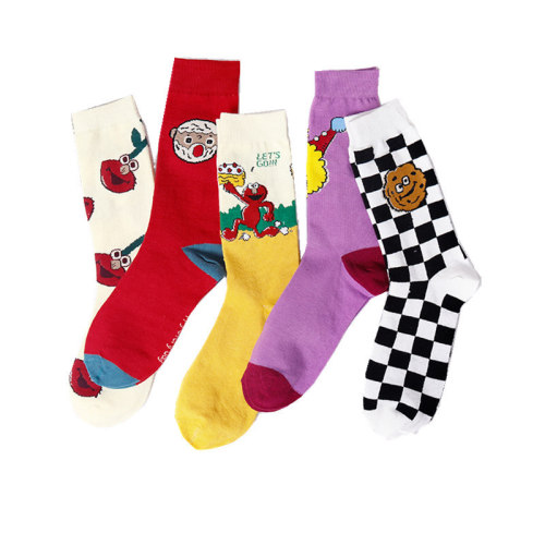 Socks for women Korean style long ins trendy socks wow socks Sesame Street socks for men cotton Japanese cartoon spring socks