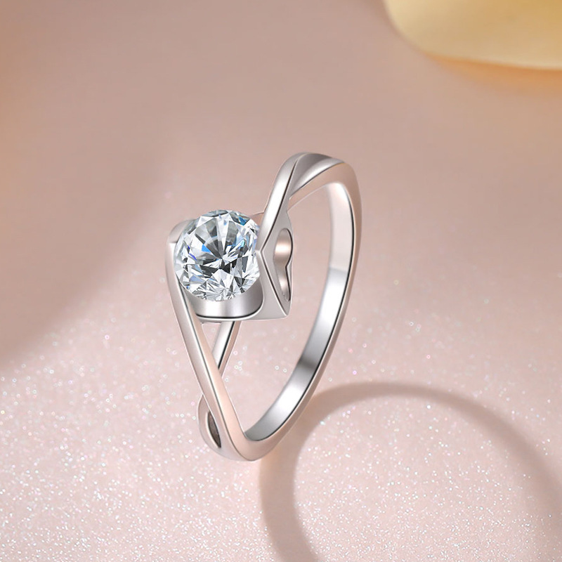 JZ373 New Women's 1 karat Angel Kiss Ring Imitation Diamond Zircon Imitation Moissanite Twister Wedding Ring