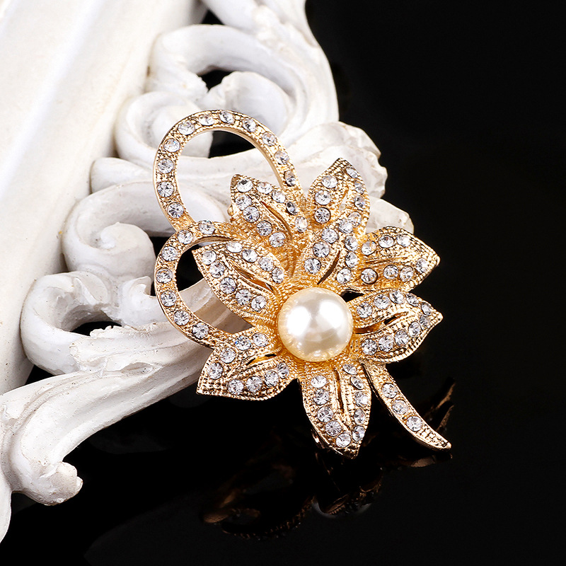 36g Weight Brooches Classification Holiday, Daily Occasion Alloy Material Flower Pattern Women's Gender Plating Design Elegant Style Elegant Pin Flower Alloy Plating Women's Brooches 14