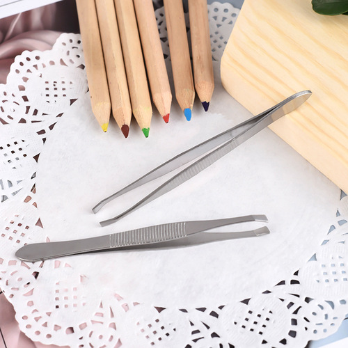 Factory direct sales stainless steel eyebrow clip, oblique eyebrow pliers, hair plucking and trimming, beauty tools