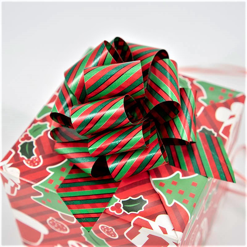 Bola de flores de Navidad-Raya oblicua roja y verde