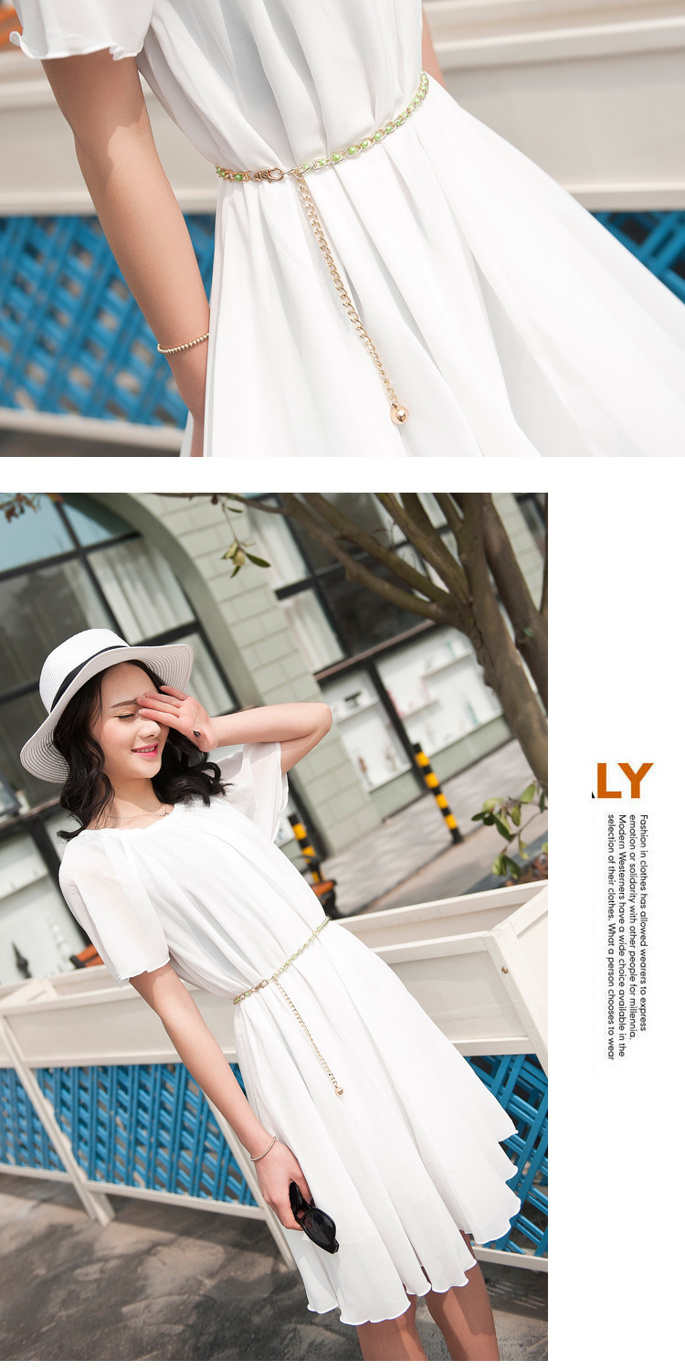 Damen-Frühlings- und Sommerkleid, verzierter Perlengürtel, vielseitiger Metallhaken, dünne Taillenkette, Geschenk_voghion.com