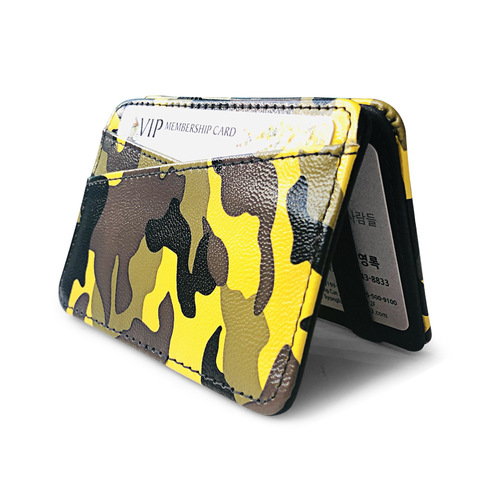 Cross-border Korean version creative camouflage PU leather magic bag new zipper coin purse mini wallet flip thin wallet