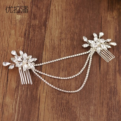 优拉潘 HP140 欧美新娘头饰 清新水钻发梳款  婚纱配饰头饰 批发