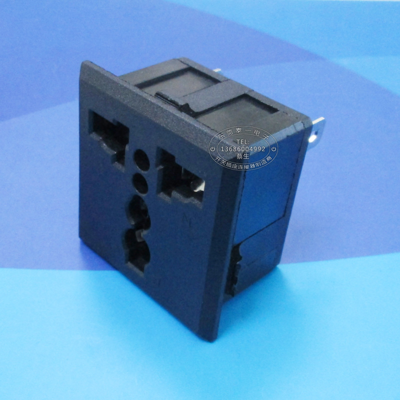 逆变器大三孔AC输入插座42*40全铜耐高温多功能大三孔母插座LH-08