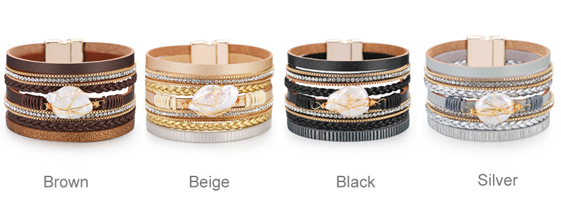 Bohemian fashion pearl tied rope braided bracelet