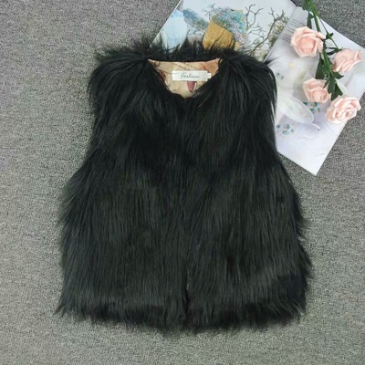 2019秋冬新款儿童女孩中大童仿皮草马甲仿山羊毛羊羔毛落水毛外套|ru