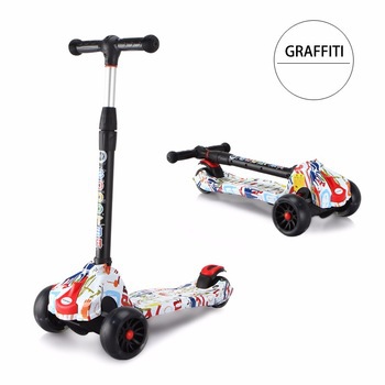 Transfronterizos dedicados a la altura de tres velocidades de dirección de gravedad ajustable PU rueda flash scooter para niños de 3 - 12 años
