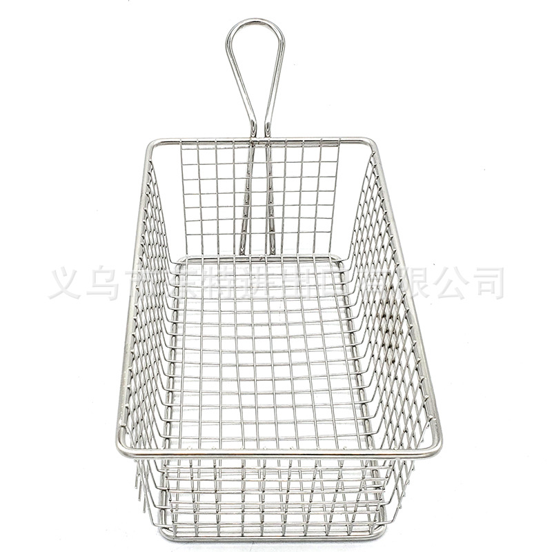 Factory direct sales of stainless steel frying baskets and sieves, French fries frying baskets, deep-frying baskets, filters and sieves, snack and pastry baskets and frames detail image 5
