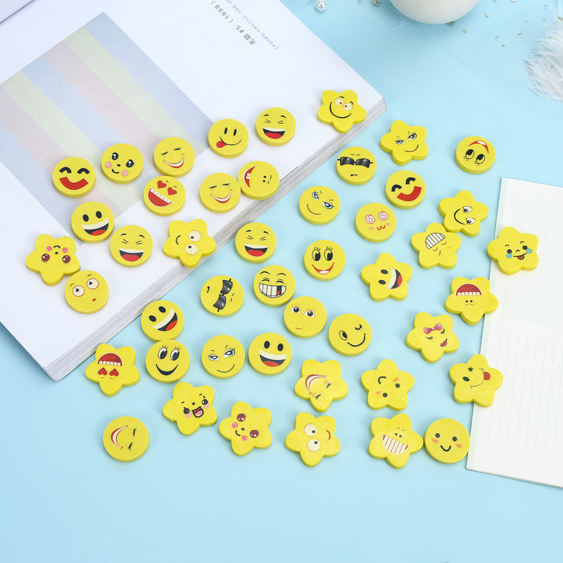Cartoon Yellow Smiley Star Series Expression Bag Eraser Smiley Five-pointed Star Eraser Wholesale