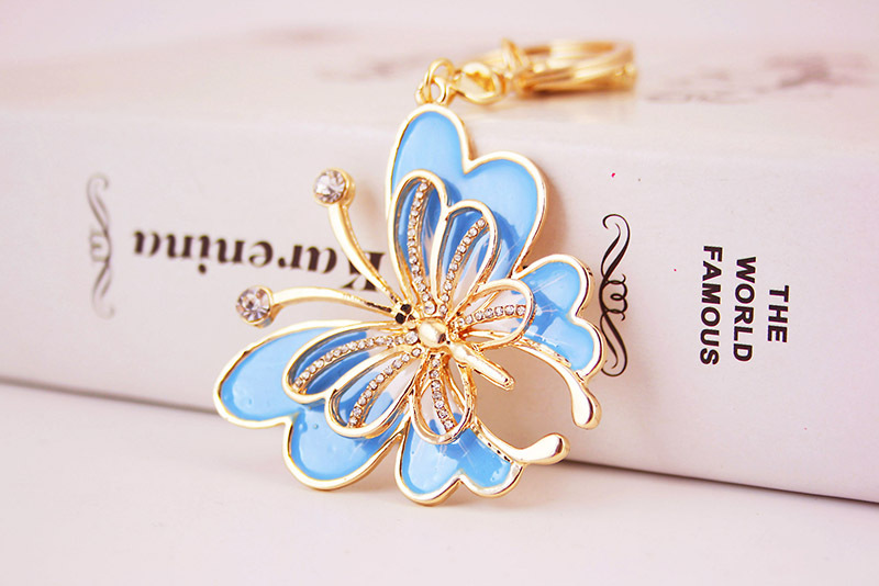 40g Weight Birthday Occasion Metal Material Father'S Day Festival Butterfly Pattern Unisex Gender Blue Color Diamond Craft Small Gift Colorful Butterfly Insect Women's Keychain 2