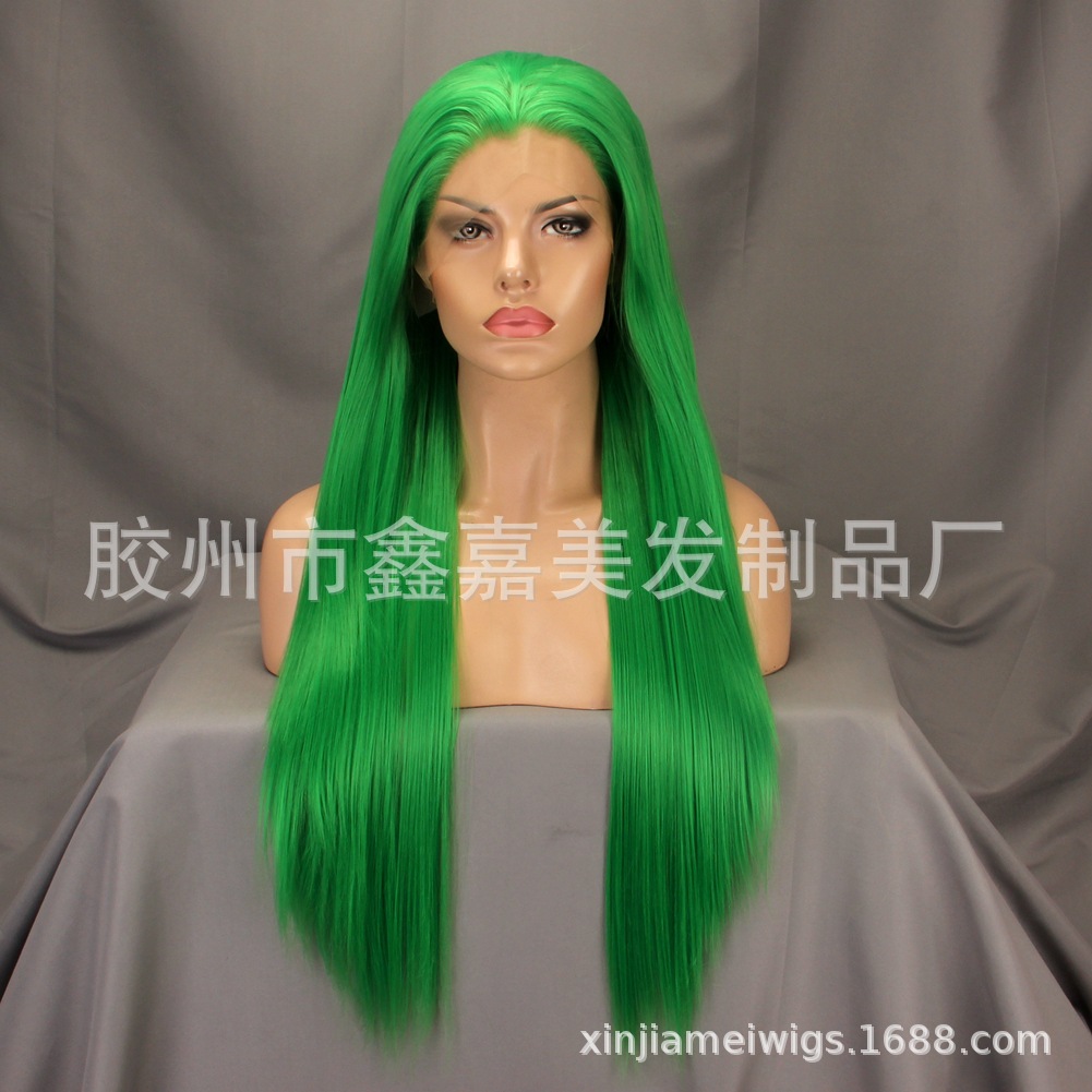 假發長直發 彩色假發 化纖前蕾絲 手織假發 熱銷歐美款式 26寸直