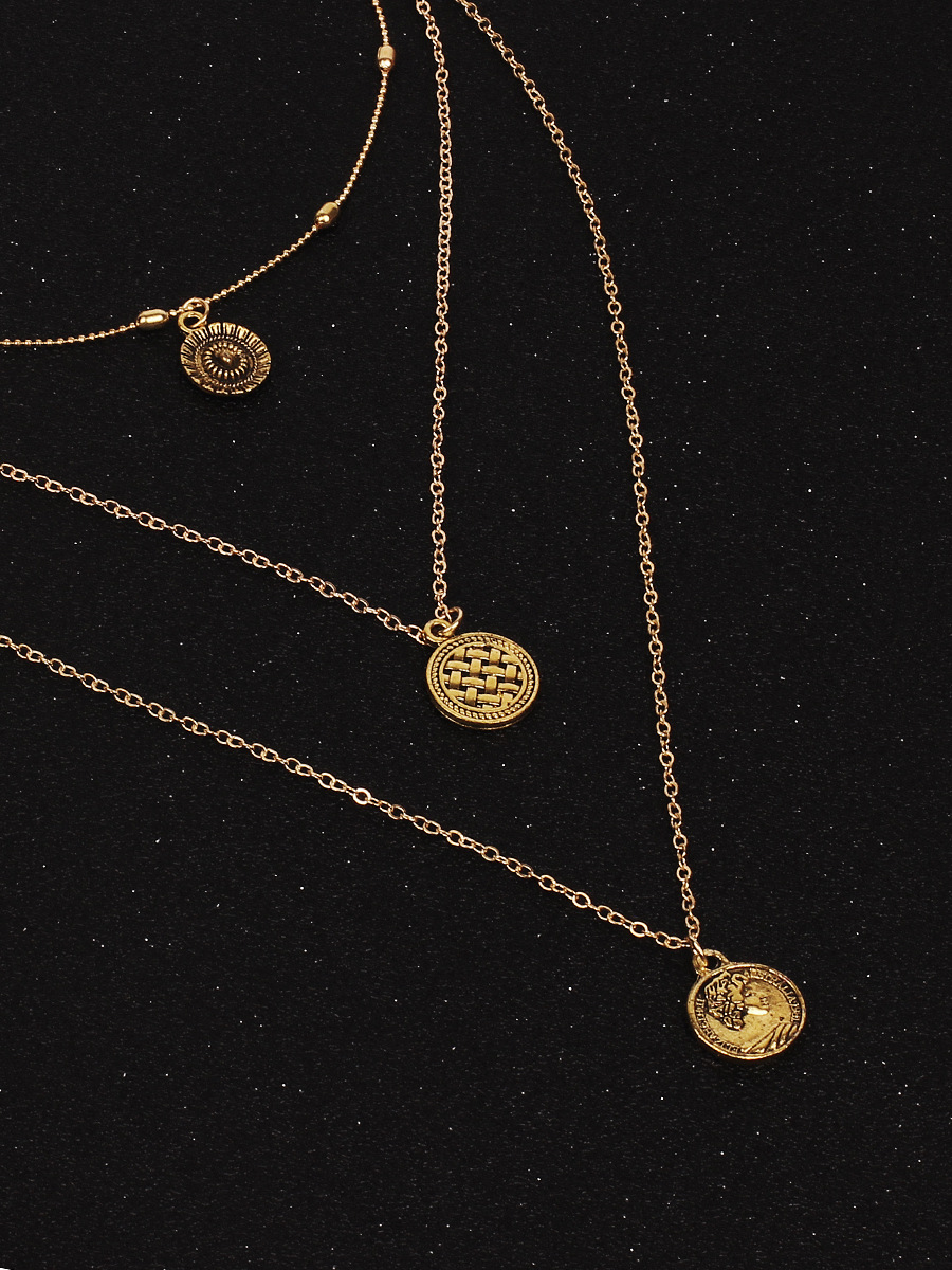 14g Weight Necklace Classification Travel Occasion Alloy Material Women'S Gender Plating Design Simple Style Style Gold Color Fashion Simple Alloy Multi-level  Multi-layer Necklace 7