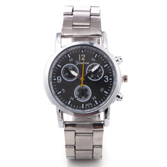 Cross-border wholesale Geneva three-eye six-needle steel belt watch business fashion leisure men's watch women's watch 