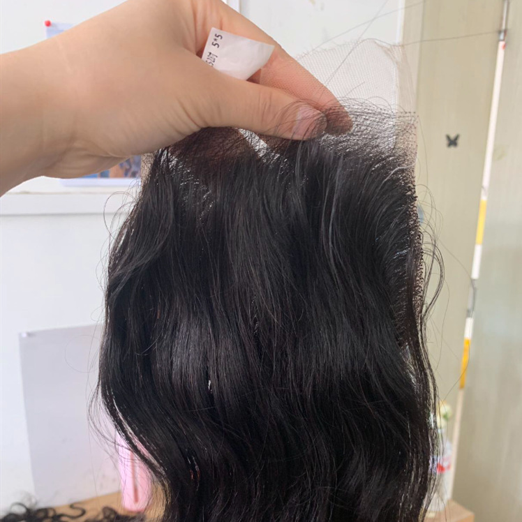 Factory direct HD Swiss net Chinese braided hair lace hair Block 5*5 natural color