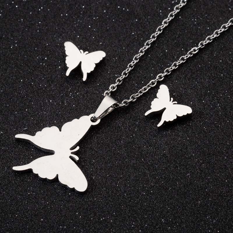 Fashion Butterfly Stainless Steel Plating Jewelry Set 2 Pieces display picture 4