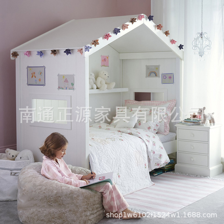 white wooden childrens bed